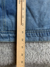 Load image into Gallery viewer, Dollhouse Jacket Adult Medium Blue Sherpa Lined Denim Button Up Collared Mens
