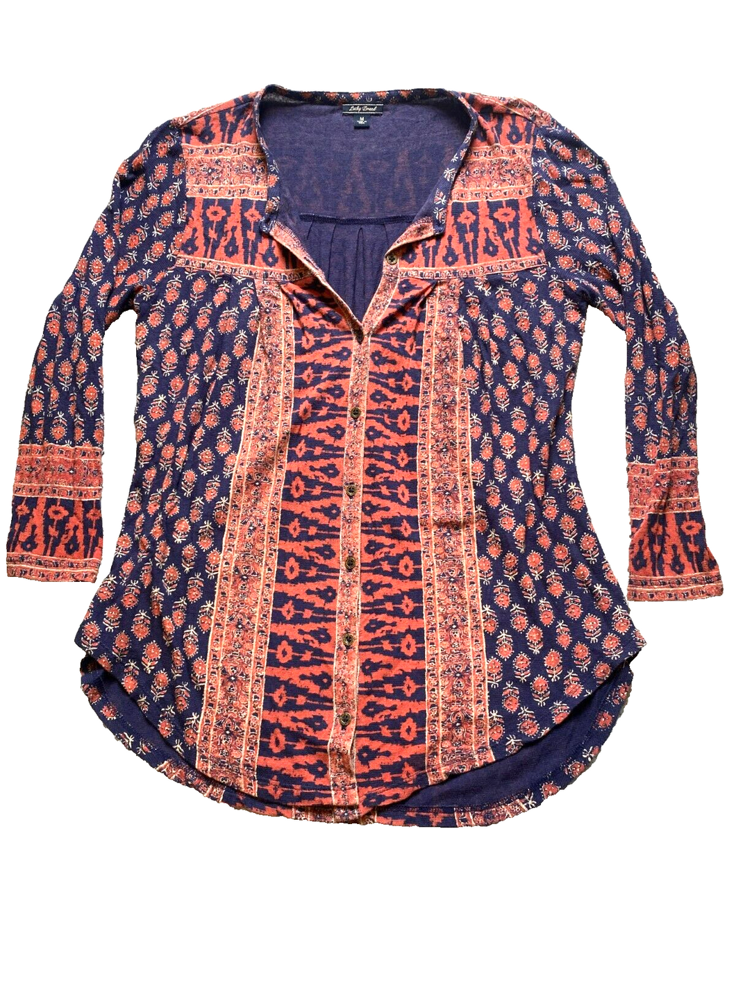 Lucky Brand Shirt Womens Medium Button Up Long Sleeve Casual Blouse Ladies