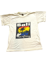 Load image into Gallery viewer, Bali Barong Shirt Womens Large Pale Yellow Surfing Surfboard Palm Trees Beach
