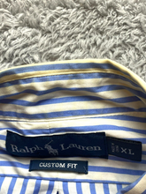 Load image into Gallery viewer, Ralph Lauren Shirt Adult Extra Large Blue White Striped Custom Fit Red Pony Mens
