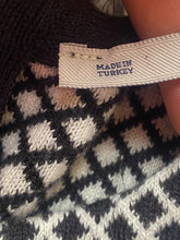 Load image into Gallery viewer, ZARA Knit Dress Womens Medium Black White Argyle Diamond Sheath Peasant Casual
