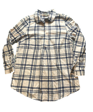 Load image into Gallery viewer, Tyler Boe Shirt Womens Large Pink Navy Flannel Plaid Snap Blouse Roll Tab Tunic
