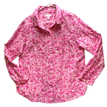 Load image into Gallery viewer, Charter Club Shirt Womens Large Pink Boho Button Up Linen Peasant Oversized Lady

