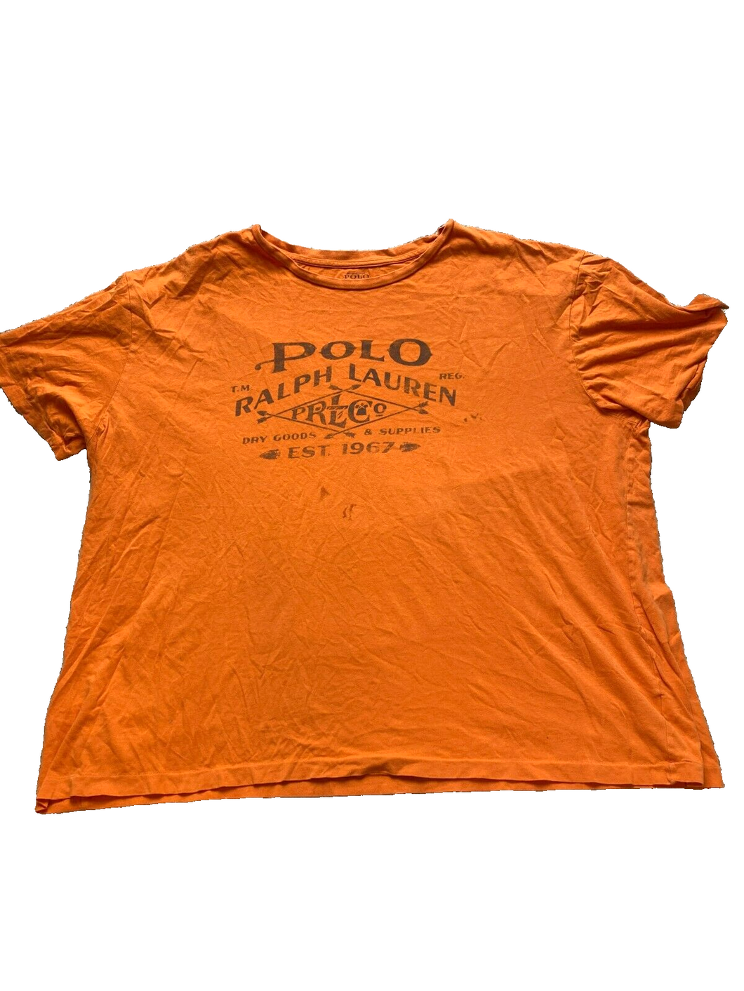 POLO Ralph Lauren Shirt Adult 2XL XXL Orange Single Stitch Streetwear Mens