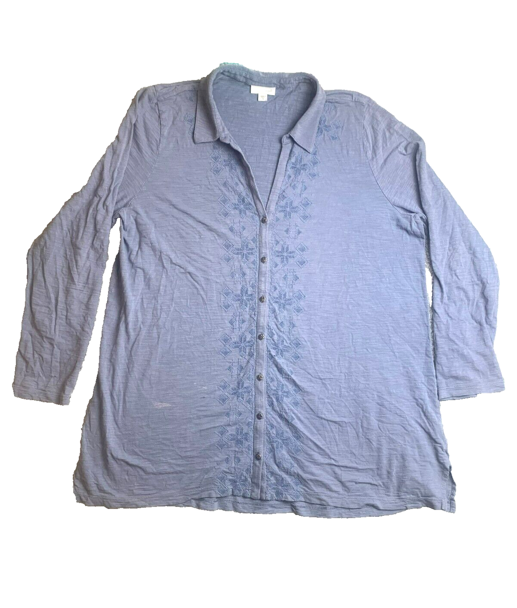 J Jill Shirt Womens Extra Large Lavender Lagenlook Button Up Oversized Blouse