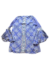 Load image into Gallery viewer, Free People Shirt Womens Medium Blue Magic Mystery Hippie Bell Sleeve Boho
