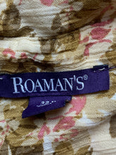 Load image into Gallery viewer, Roaman's Shirt Womens 32W Brown Pink AOP Flower Tunic Boho Hippie Lagenlook Plus
