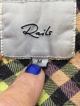 Load image into Gallery viewer, Rails Shirt Womens Medium Pink Orange Checkered Flannel Oversized Boxy Button Up
