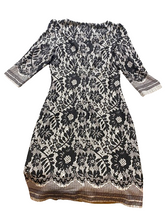 Load image into Gallery viewer, Lavina Dress Womens 44 Black White Lace Lined Flower Boho Bodycon Shift Ladies

