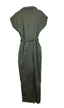 Load image into Gallery viewer, Apricot Jumpsuit Womens Large Army Green Belted Romper Pants MSRP $105 NWT
