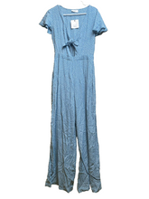 Load image into Gallery viewer, Sage The Label Jumpsuit Womens Medium Blue Tie Front Keep Her Wild Rayon NWT $98
