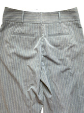 Load image into Gallery viewer, Chicos Pants Womens 1 (33x28) Gray Pinstriped Straight Flat Front Rayon Spandex
