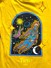 Load image into Gallery viewer, Trip City Shirt Womens Medium Flying Flame Skeleton Earthy Gothic Velvet NWT
