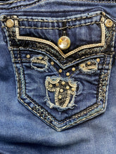 Load image into Gallery viewer, Rock Revival Jeans Womens 25x29 Blue Denim Meri Whiskered Boot Cut Studded
