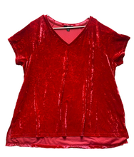 Load image into Gallery viewer, Ellos Shirt Womens 1X Red Velvet Spandex Stretch V-Neck Pullover Plus Ladies
