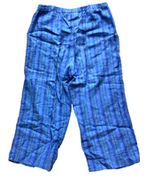 Load image into Gallery viewer, Vintage Chicos Design Pants Womens 1 (32x20.5) Blue 100% Linen Wide Leg Cropped
