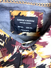Load image into Gallery viewer, Sunrise Kingdom Shirt Adult Extra Large Yellow Maroon Patterned Button Up Mens
