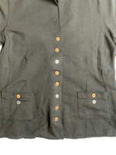 Load image into Gallery viewer, White Lotus Lifestyle Jacket Womens Medium Black Button Front Pocket Spandex
