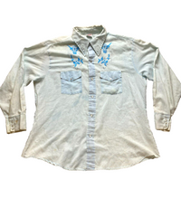 Load image into Gallery viewer, Vintage Lazy-H Shirt Adult 2XL XXL Western Pearl Snaps Cowboy Embroidered Mens

