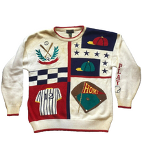 Load image into Gallery viewer, VTG Charter Club Sweater Adult Large Beige Baseball Club Embroidered Grandpa Men
