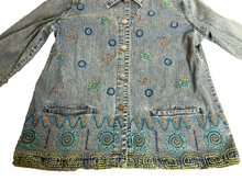 Load image into Gallery viewer, Hearts of Palms Jacket Womens 14 3XL Button Front Denim Jean Aztec Embroidered
