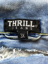 Load image into Gallery viewer, THRILL Jeans Jacket Womens 3X Blue Distressed Denim Destroyed Ripped Plus Ladies
