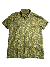 Load image into Gallery viewer, ZARA MAN Shirt Adult Large Army Green Camo Slim Fit Button Up Casual Mens
