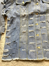 Load image into Gallery viewer, THRILL Jeans Jacket Womens 3X Blue Distressed Denim Destroyed Ripped Plus Ladies
