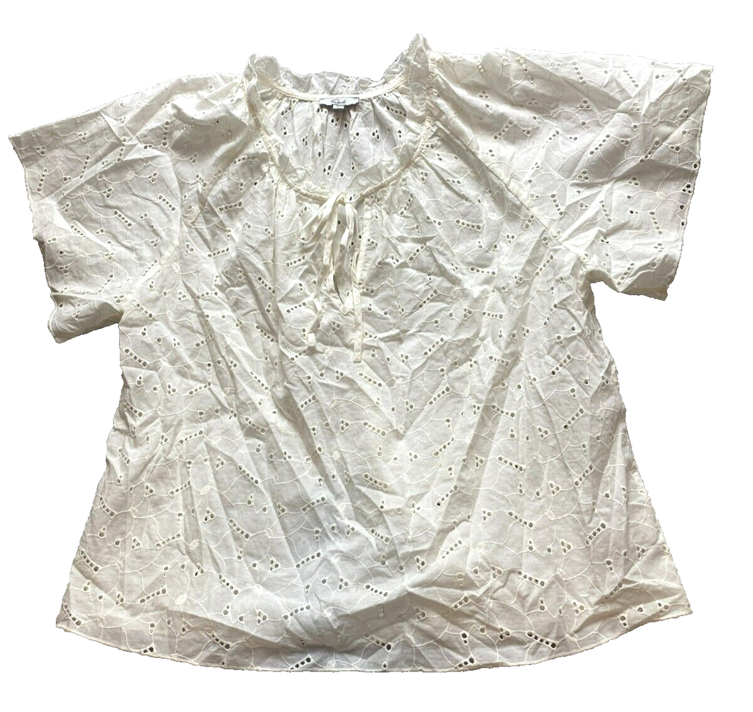 Rails Shirt Womens Medium Ivory Eyelet Oversized Boho Peasant Hippie Blouse Lady