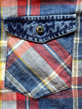 Load image into Gallery viewer, Zara Man Shirt Adult Small Blue Red Plaid Denim Accent Pocket Button Up Mens
