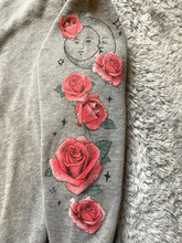 Load image into Gallery viewer, Hollister Sweatshirt Adult Small Gray Fleece Rose Moon Tattoo Art Sweater Mens
