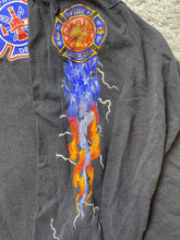 Load image into Gallery viewer, Firefighter Dept Shirt Adult 2XL XXL Black Lightning Wolf Run With The Pack Mens
