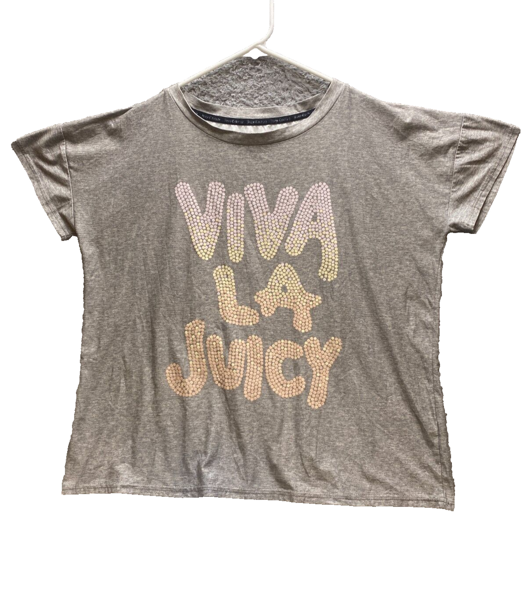Juicy Couture Shirt Womens Medium Gray Sleepwear Viva La Juicy Spell Out Ladies