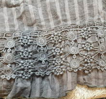 Load image into Gallery viewer, Monoreno Dress Womens Medium Gray Crochet Lace Ruffle Boho Peasant Hippie Ladies
