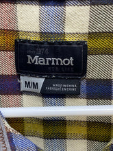 Load image into Gallery viewer, Marmot Shirt Adult Medium Yellow Button Up Flannel Plaid Casual Pocket Mens
