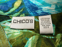 Load image into Gallery viewer, Chicos Jacket Womens 0 Blue Green AOP Tropical Hawaiian Boho Nylon Spandex Lady
