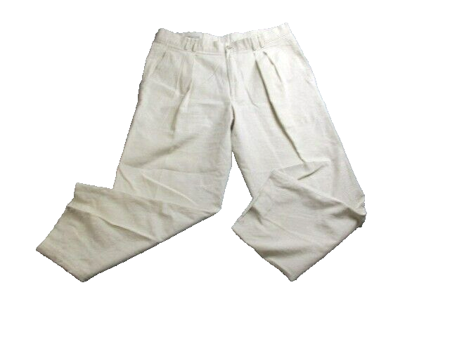 Liz Claiborne Pants Adult 38R Cream Pleated Linen Straight Leg Casual Mens
