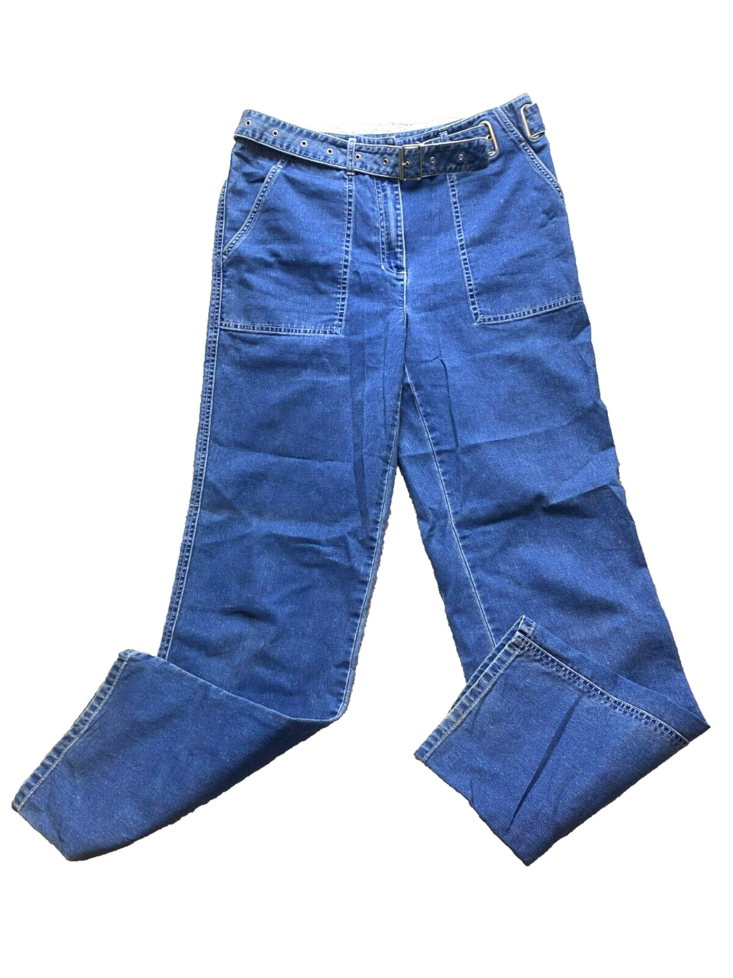 Lauren Ralph Lauren Jeans Womens 8 (31x29.5) Blue Denim Belted Straight Leg Lady