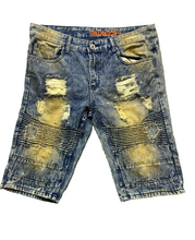 Load image into Gallery viewer, Trillnation Shorts Adult 34x14 Blue Denim Distressed Punk Acid Wash Jean Mens
