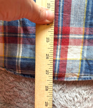 Load image into Gallery viewer, Zara Man Shirt Adult Small Blue Red Plaid Denim Accent Pocket Button Up Mens
