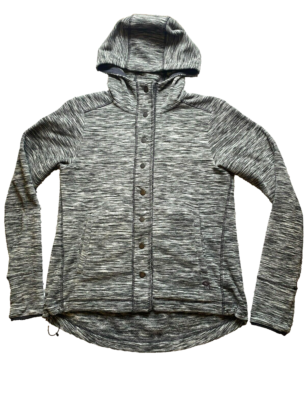 Mountain Hardwear Jacket Womens Small Gray Snaps Fleece Gorpcore Hiking Hoodie