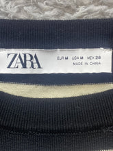 Load image into Gallery viewer, ZARA Sweater Womens Medium Black Taupe Striped Pullover Outerwear Knitted Ladies
