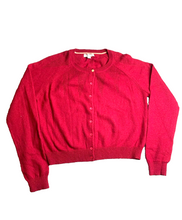 Load image into Gallery viewer, Emily and Fin Sweater Womens Extra Large Red Button Front Cardigan Eyelet Lady
