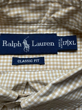 Load image into Gallery viewer, Ralph Lauren Shirt Adult 17 Extra Large Tan Grid Checkered Classic Fit Golf Mens
