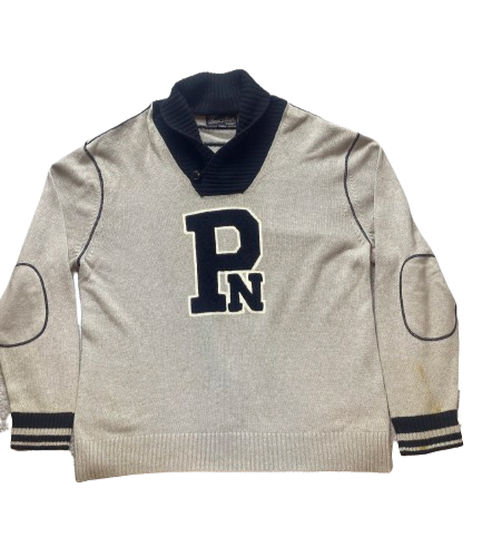 Parish Nation Sweater Adult 3XL XXXL Gray Black PN Pullover Shawl Collar Mens