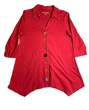 Load image into Gallery viewer, Soft Surroundings Shirt Womens Extra Small Red Danielle Oversized Lagenlook Boho
