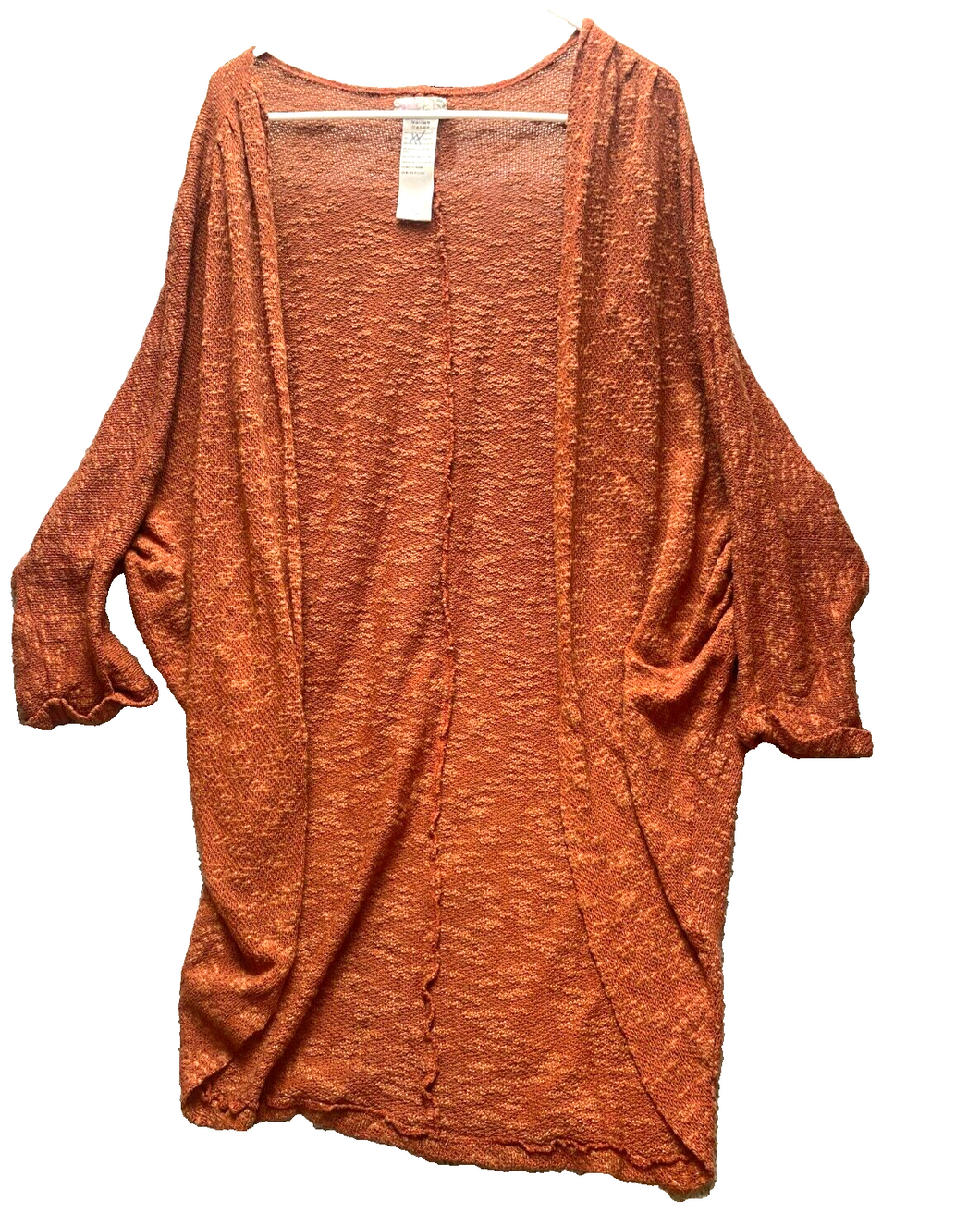Free People Sweater Womens Large Coral Fall Knit Oversized Tunic Boho Cardigan