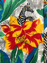 Load image into Gallery viewer, Zebra Shirt Adult Large Multicolor Button Up Flower AOP Hawaiian Handmade Mens
