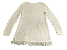 Load image into Gallery viewer, J Jill Sweater Womens Medium Oatmeal Tunic Oversized Fringe Hem Open Knit Ladies
