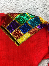Load image into Gallery viewer, VTG Knit Concept Sweater Womens Large Red Sequined Colorful Outerwear Pullover
